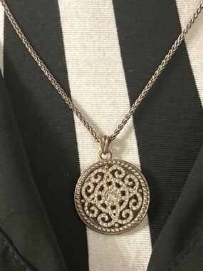 Brighton Silver-Tone Filigree Round Pendant Necklace